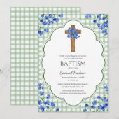 019 Bosbloem Rustiek Kruis Ontwerp Doopfeest Kaart (Voorkant / Achterkant)