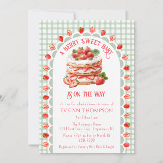019 Bosgroene Aardbeien Shortcake Baby Shower Kaart