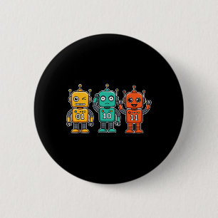 01 10 11 Robot Grappig voor Mannen Vrouwen Kindere Ronde Button 5,7 Cm