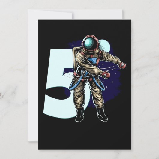 01.5th Birthday Boy Flossing Astronaut Vijf jaar Save The Date (Voorkant)