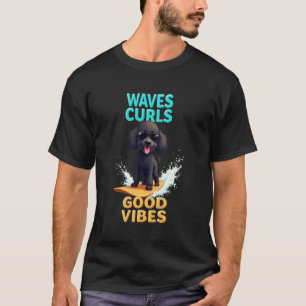 01 Cool Zwarte Poodle Surfende Hond T-shirt