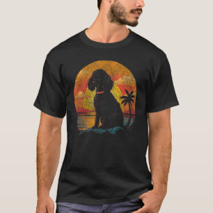 01 Poodle Zonsondergang Vintage Grafisch Voor Hond T-shirt