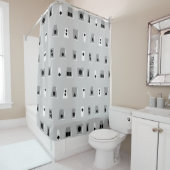 020216 - Grijs, wit en zwart op grijs CCCC Douchegordijn (In situ)