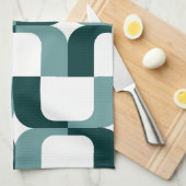 020614 - Ocean Green en Dark Green on White Theedoek (Quarter Fold)