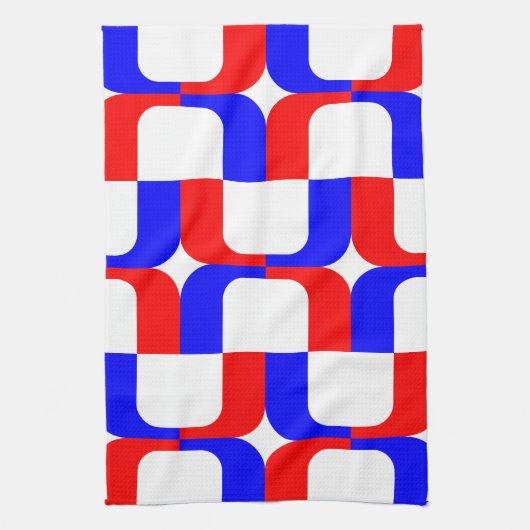 020614 - Rood en blauw op wit Theedoek (Verticaal)