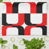 020614 - Rood en zwart op wit Theedoek (Gevouwen)