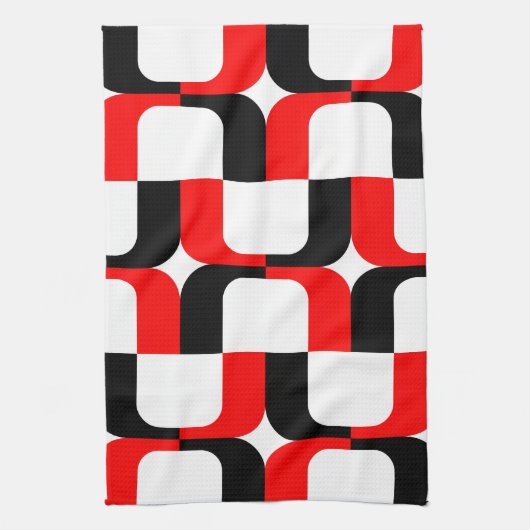 020614 - Rood en zwart op wit Theedoek (Verticaal)