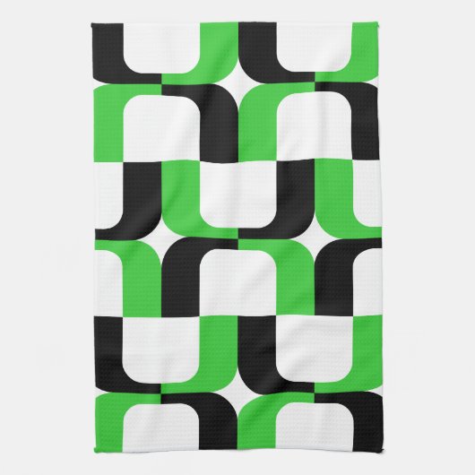 020614 - Zwart en groen op wit Theedoek (Verticaal)