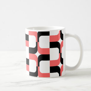 020614 - Zwart en tropisch roze in wit Koffiemok
