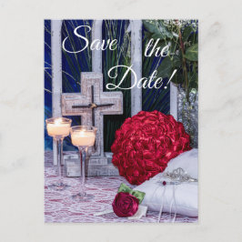 0294-Rood Boeket met Rode Ring & Kruis Briefkaart