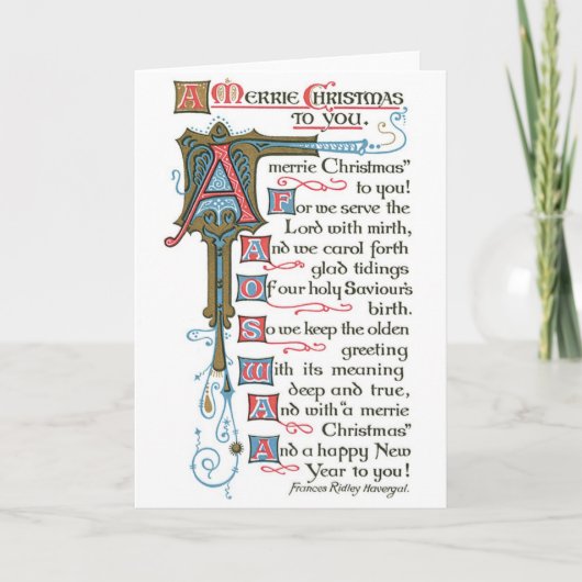 029 Carte Vintage de Noël Manuscrit Illuminé (Devant)