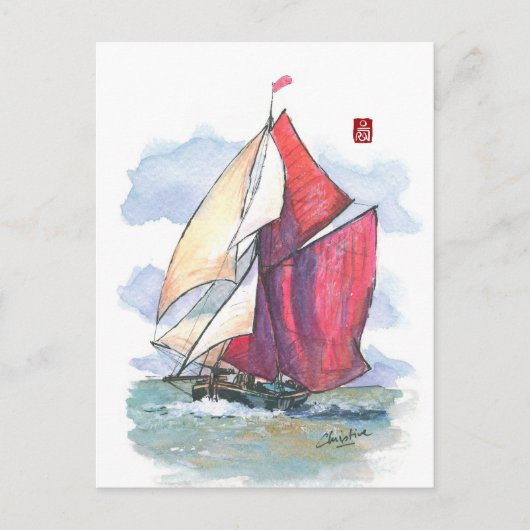 (029) Thames Sailing Barge Sailboat Briefkaart (Voorkant)