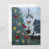 0417 Briefkaart Kat- en kerstboom (Voorkant / Achterkant)