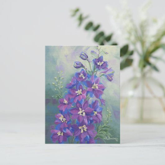 0429 Carte postale Delphinium violet (Debout devant)