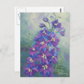 0429 Carte postale Delphinium violet (Devant / Derrière)