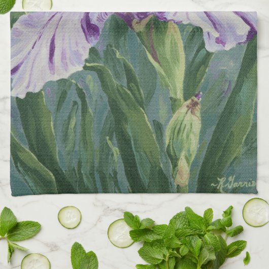 0440 Paarse iris Theedoek (Gevouwen)