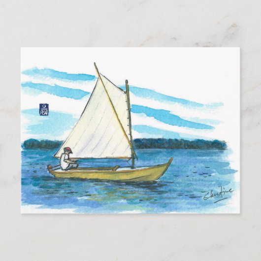 (048) Dinghy Small Boat Briefkaart (Voorkant)