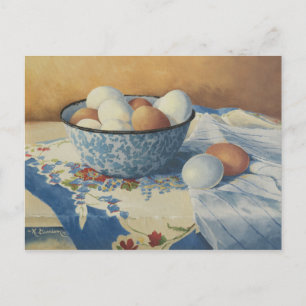 0492 Eieren in blauw Briefkaart voor de namel Bowl