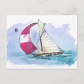 (049) Racing Sloop Sailboat Briefkaart (Voorkant)