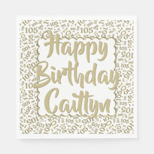05 Verjaardag Nummer Patroon Scallops Goud/Wit Servet