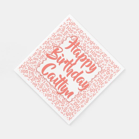 05 Verjaardag Nummer Patroon Scallops Koraal/Wit Servet (Hoek)