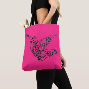 071 - Roze Rode kolibrie Canvas tas