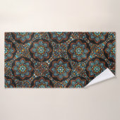 07 Serviette de bains Mandala Brown et turquoise (Serviette de bain)