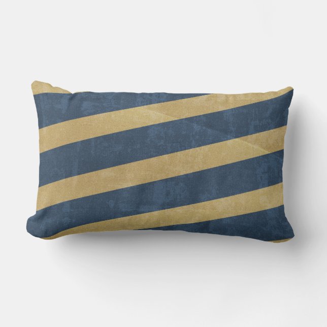092 NAVY GOLD GRUNGE STRIPES SAILOR PATTERN MAN TE KUSSEN (Voorkant)