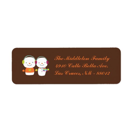 0,75 x 2,25-inch modern Snowman Flake-terugzendlab Etiket (Voorkant)