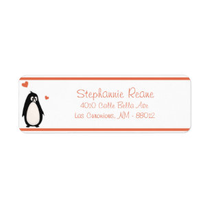 0,75 x 2,25-inch Return Address Penguin Love/Heart Etiket