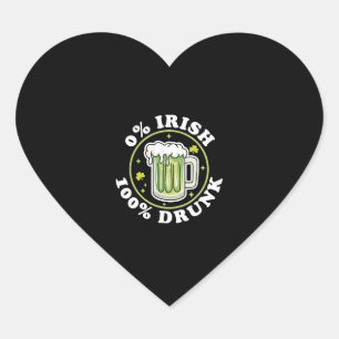 0 Iers 100 Drink Groen Bier Grappig St Patrick s Hart Sticker
