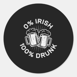 0% Iers 100% Drink Saint Patrick Day 1 Ronde Sticker