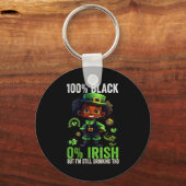 0% Irish 100% Black -funny St. Patricks Day Black  Sleutelhanger (Voorkant)