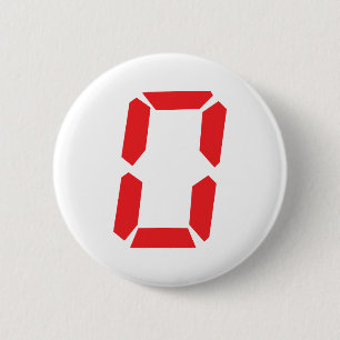 0 rood klokgetal digitaal nul ronde button 5,7 cm