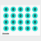 0 Stickers Numéro Turquoise Arrondi par Janz (Feuille)