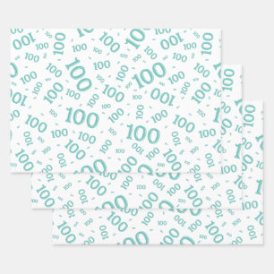 0e Moderne Teal/Wit Willekeurig Nummerpatroon Inpakpapier Vel