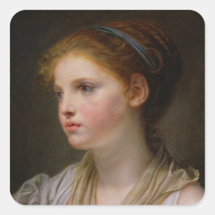 0irl met een blauw lint vierkante sticker