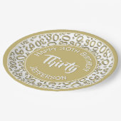 0th Birthday Funky Number Pattern Gold/White Papieren Bordje (Gekanteld)