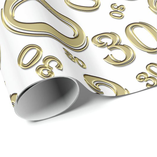 0th Birthday gold/White Random Number Pattern Cadeaupapier (Rol Hoek)