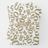0th Birthday gold/White Random Number Pattern Inpakpapier Vel (In situ)