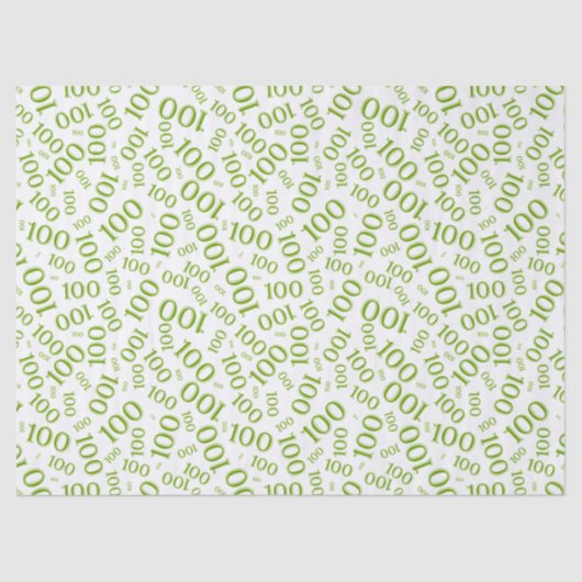 0th Birthday Green/White Random Number Patroon Tissuepapier (Voorkant)