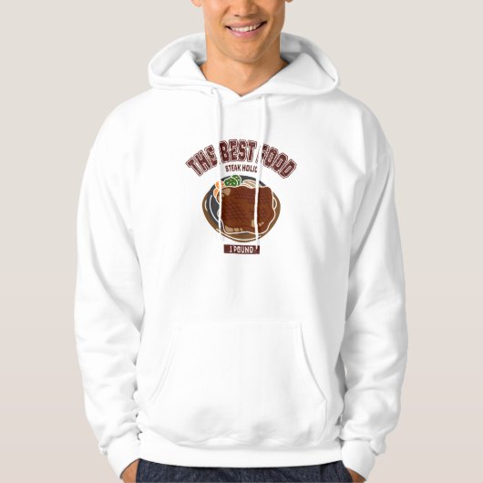 1ポンドステーキ (カレッジ風イラスト) HOODIE (Voorkant)