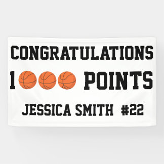 1000 Basketbalpunten Carrière Scorer Teamspeler  Spandoek