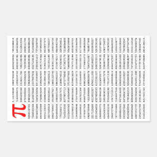 1000 Eerste cijfers Pi-nummer   Wiskundig symbool Rechthoekige Sticker