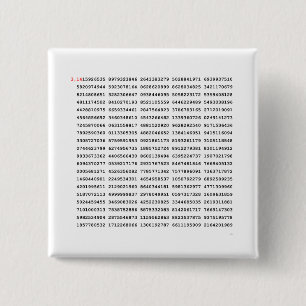 1000 Eerste cijfers Pi-nummer Wiskundig symbool Vierkante Button 5,1 Cm