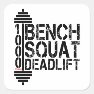 1000 Lbs Bench Squat Deadlift Powerlift Fitness Vierkante Sticker