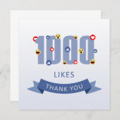 1000 Likes Bedankt met emoji en hart (Voorkant / Achterkant)