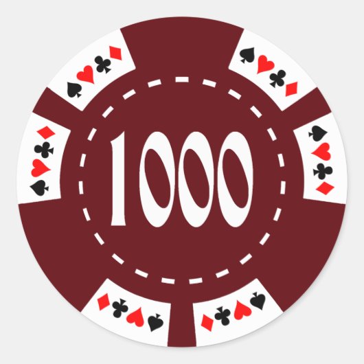 $1000. Poker Chip Ronde Sticker (Voorkant)
