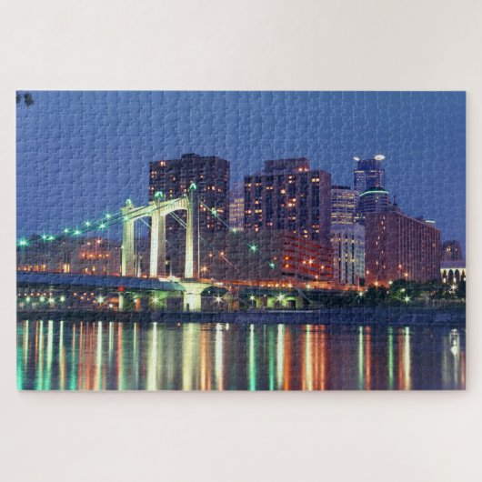 1000-stuk Minneapolis Skyline Jigzaag Puzzles Legpuzzel (Horizontaal)