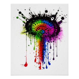 1005 Groovy Rainbow Inkblot Perfect Poster